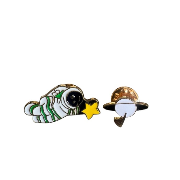 Astronaut Enamel Pin Set with Star and Planet - Picture 3 of 5